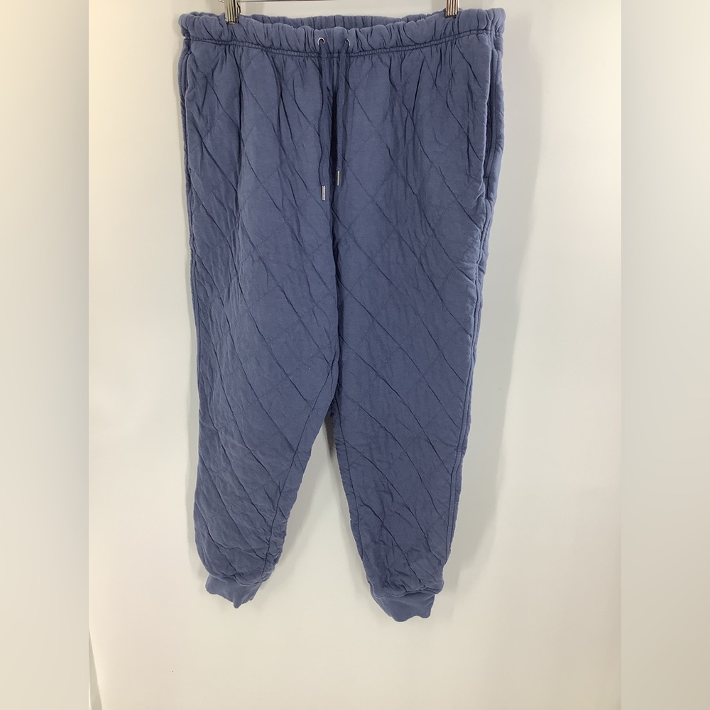 Old Navy Pants Women's XL Blue Quilted Jogger Sweats Cozy Soft Lounge Barrel Leg